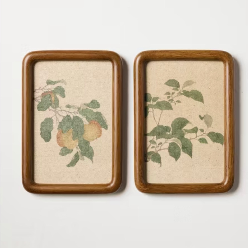 2pk 7"x10" Leafy Fruit Set Wall Art Framed - Hearth & Hand™ with Magnolia